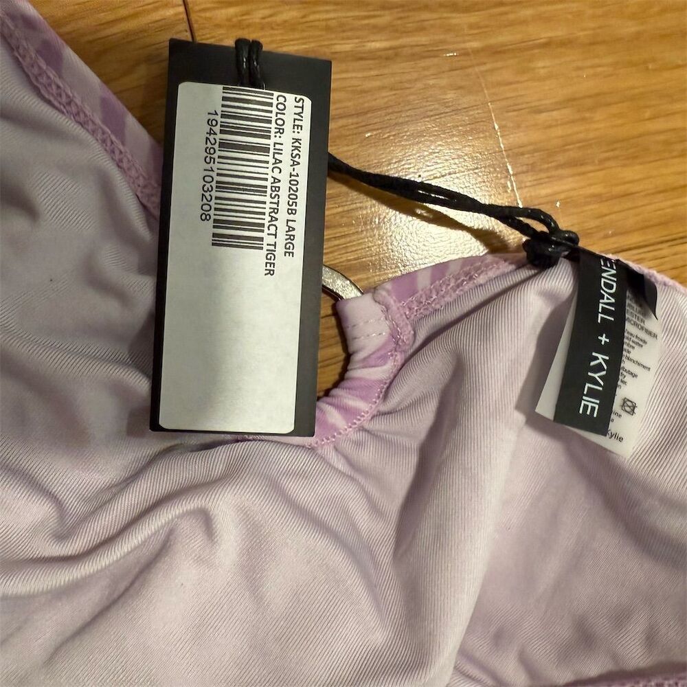 Kendall & Kylie Women's L / XL Lilac Zebra Print Bandeau Bikini Set - Picture 5 of 6